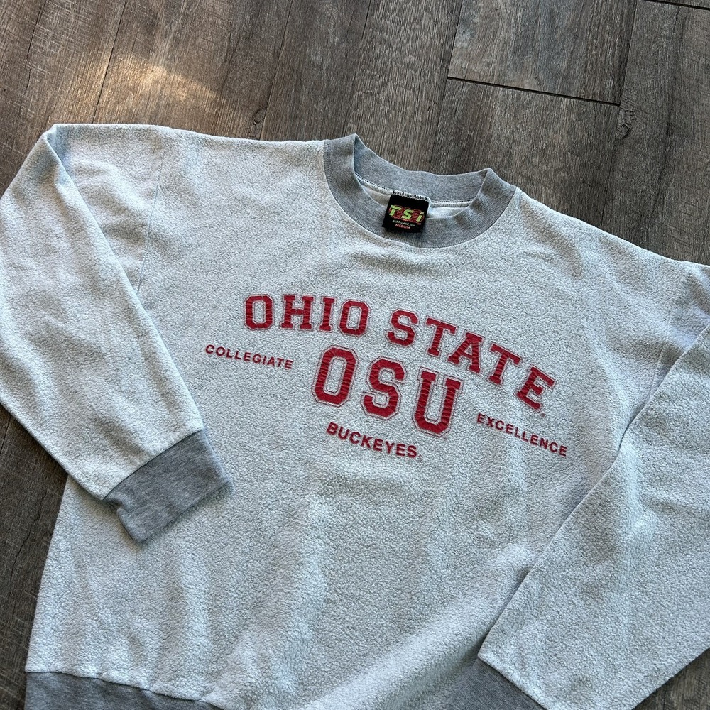 Vintage 90s Ohio State University Gray Sweatshirt - Medium OSU Buckeyes
